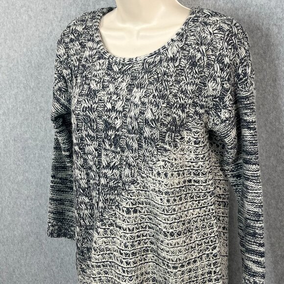 Lucky Brand Pullover Wool Blend Cable Knit Sweater XS Blue Gray Roll Neck - Picture 3 of 14